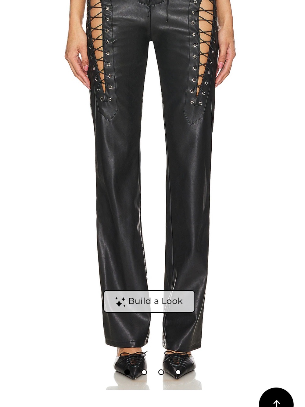 I.AM.GIA Black Lace-Up Faux Leather Straight Leg Pants - Picture 3 of 7